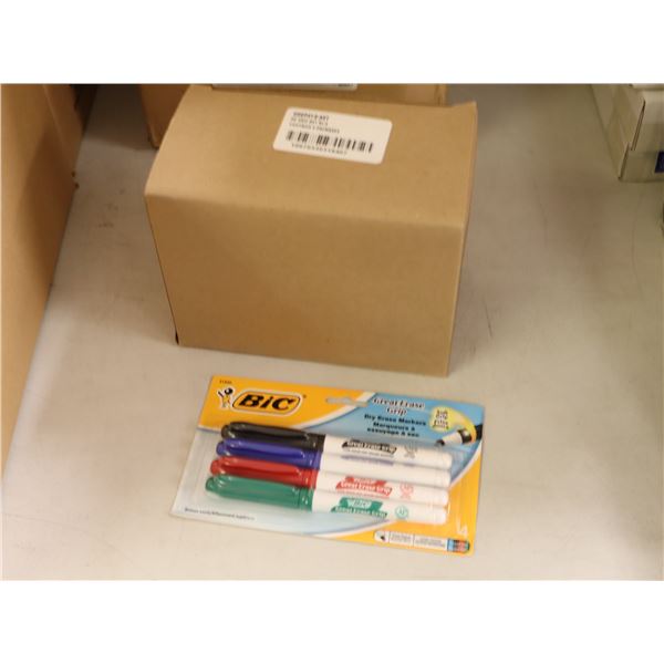 LOT: 3 CTN DE 12 BTE DE 6pkgs MARQUEURS À ESSUYAGE À SEC  BIC