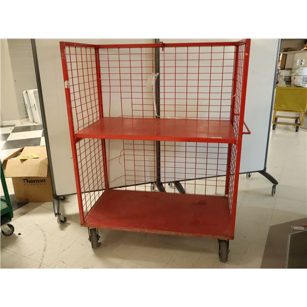 CAGE MOBILE 45"x24"x60" AVEC ÉTAGÈRE (ROUGE)