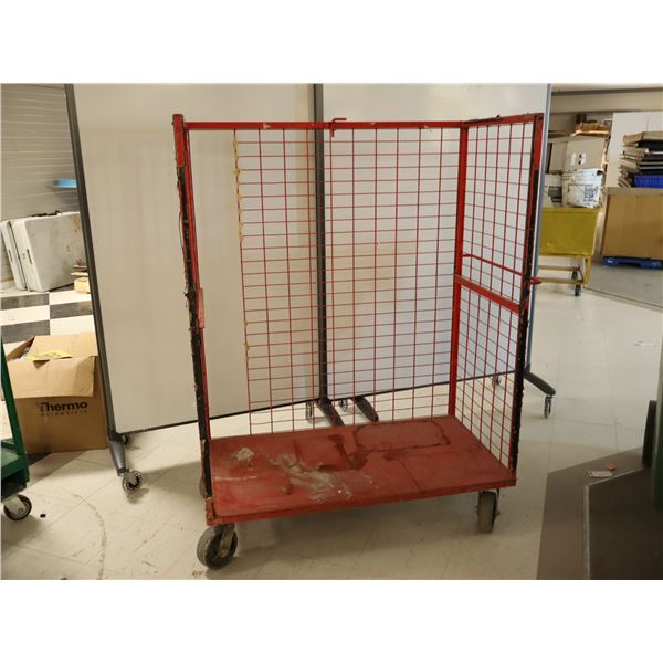 CAGE MOBILE 45"x24"x60" AVEC ÉTAGÈRE (ROUGE)
