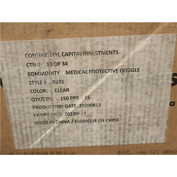 BTE DE 150 LUNETTES DE SÉCURITÉ À VENTILATION