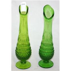 2 Green Vases