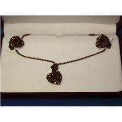 Vintage Dark Amber Necklace & Ear Rings