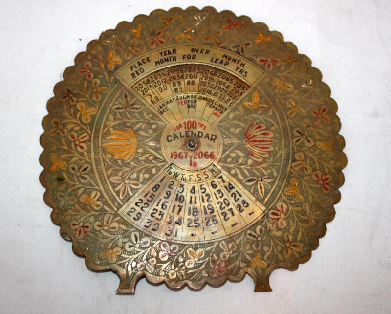 Vintage 1960's 100 Year Calendar Brass