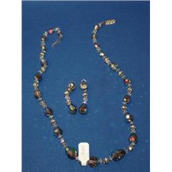 Austria Crystal Necklace & Ear Rings Circa 1980