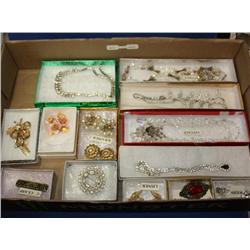 13 Pcs Box Lot Of Vintage Costume Jewelry