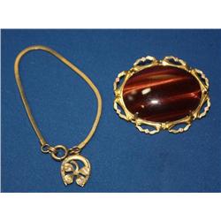 Gold Filled Brooch & Bracelet