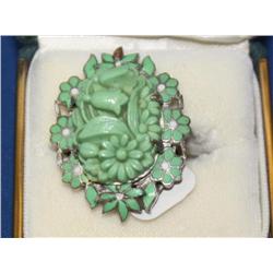 Larys Green Flower Carved Ring