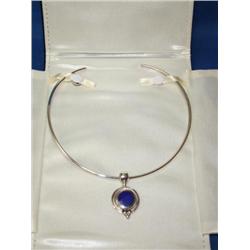 Sterling silver Necklace With Blue Topaz Pendant