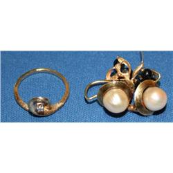 14kt  Plated Gold Ring & 2 Sets of Earrings