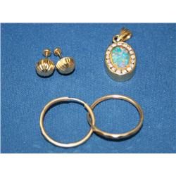 AAA Black opal Pendant & Gold Earrings Times the M