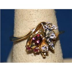 10K Yellow gold W/Diamond & Rubies