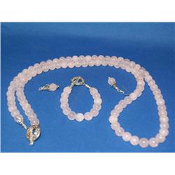 Rose Quartz Necklace, Bracelet & Earring Set