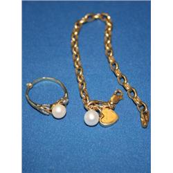 Diamond Pearl Bracelet & Diamond Pearl Ladies Ring