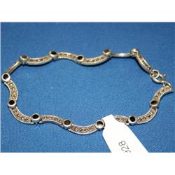 Sterling Bracelet With Onyx & Marcasite