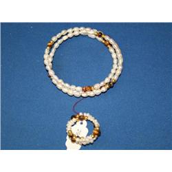 Fresh Water Pearls Tiger Eye Wrap Bracelet & Ring