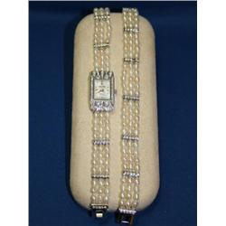 Gruen Ladies Watch Pearl Band & Pearl Bracelet