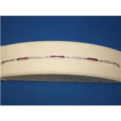 2.00Ctw Diamonds & Burmese Ruby Tennis Bracelet