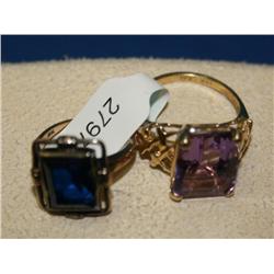 5.00Ctw AAA Amethyst & Chatham Sapphire Ring