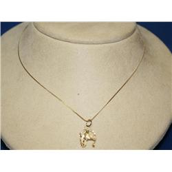 14K Yellow Gold Necklace With Horse Pendant