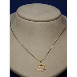 14k Yellow Gold Necklace W/Star Of David 1.6g