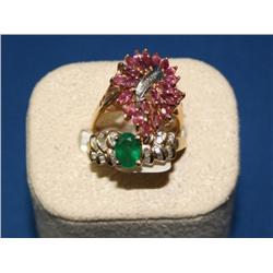3.00Ctw AAA Burmese Ruby Ring, Emerald & Diamonds