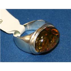 Sterling Silver Ring With Amber Stone