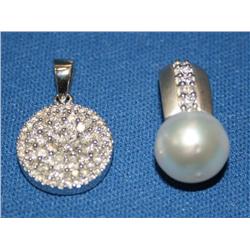 10mm White Akoya Pearl & Diamonds Pendants