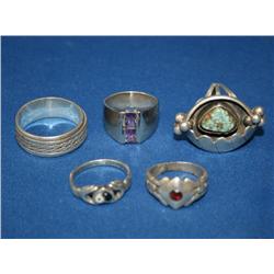 Lot Of 5 Sterling Silver Rings 26.8g