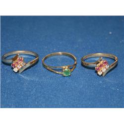 14k Gold Rings W/Diamonds Rubies Emerald
