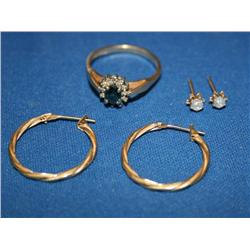 AAA Cashmere Sapphire Ring & Gold Earrings