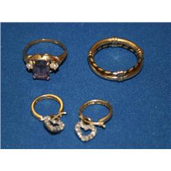 2.00Ctw AAA Amethyst Ring, Diamond Earrings & Gold