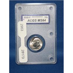 2000-P ACGS MS64 Liberty Dime