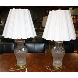 2 Matching Crystal and Brass Lamps