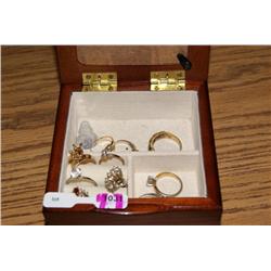 Wood Jewelry Box With Costume Jewelry