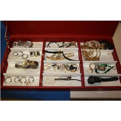 Sectioned Tray Of Costume Jewelry