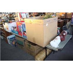 Table Lot Of Christmas Orniments & Items