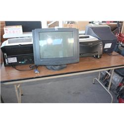 Table Lot Of Monitors & Printers