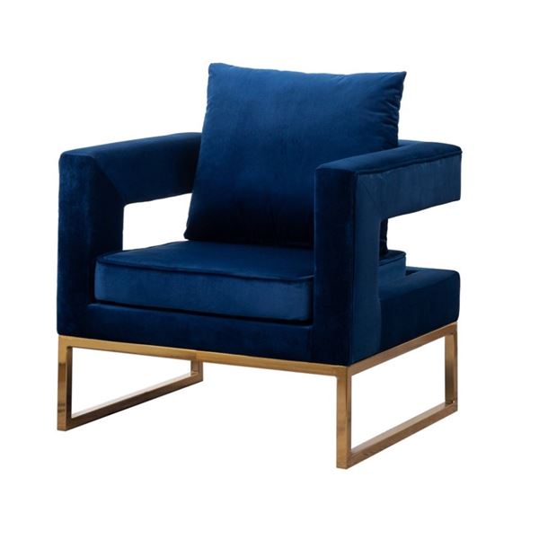 ShowHome Contemporary Upholstered Accent Deep Blue Armchair - R.V. $579.99 (New - No Box, Stain on t