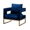 Image 1 : ShowHome Contemporary Upholstered Accent Deep Blue Armchair - R.V. $579.99 (New - No Box, Stain on t
