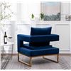 Image 2 : ShowHome Contemporary Upholstered Accent Deep Blue Armchair - R.V. $579.99 (New - No Box, Stain on t