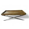 Image 1 : Ark Interior Dora Stainless Steel & Light Wood Oak Coffee Table -R.V. $750, 120" x 60" x 40" (CT-113