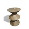 Image 1 : Round Hourglass Exotic Wood Side Table - R.V. $1,330 (18" D x 2ft H)