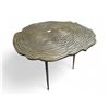 Image 1 : Woodgrain Decor Gold Metal Side Table - Approx. R.V. $250 (25 " x 27" x 20")