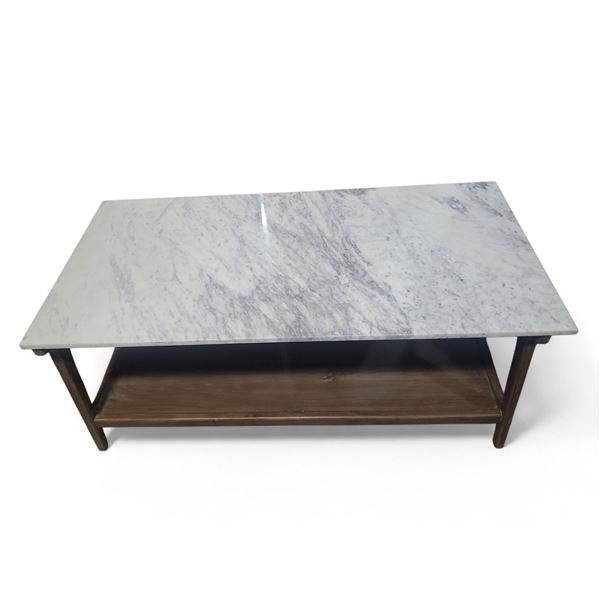 Reeve Mid-Century Style Rectangular Marble Top Coffee Table - Approx. R.V. $599 (47" L  x 23 1/2"D  