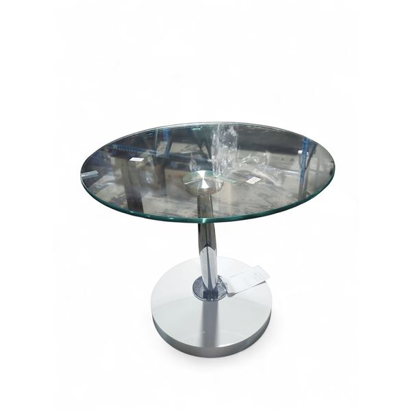 Scan Design Kube Marte Round Glass Top End Table - R.V. $499 (2ft Diameter)
