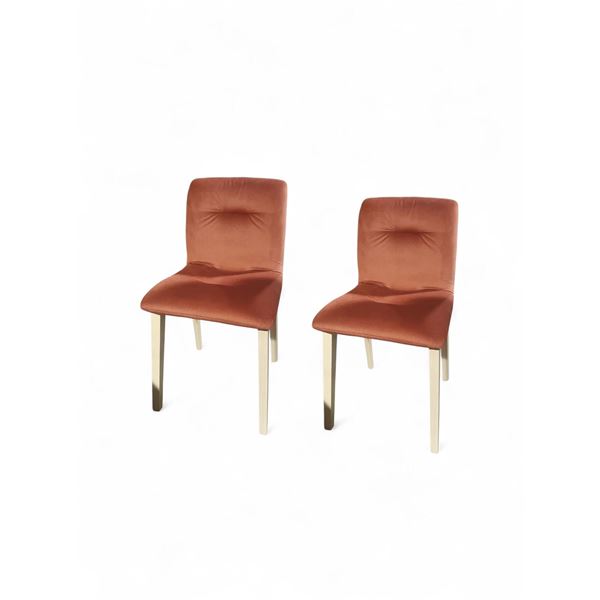 Ark Interior Pair of Scab Alice Orange Seat Wood Chairs - R.V. $399, Total Value $800