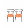 Image 1 : Pair of Traba Chrome Orange Seat Faux Leather Chairs - R.V. $499, Total Value $1000