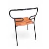 Image 2 : Pair of Traba Chrome Orange Seat Faux Leather Chairs - R.V. $499, Total Value $1000