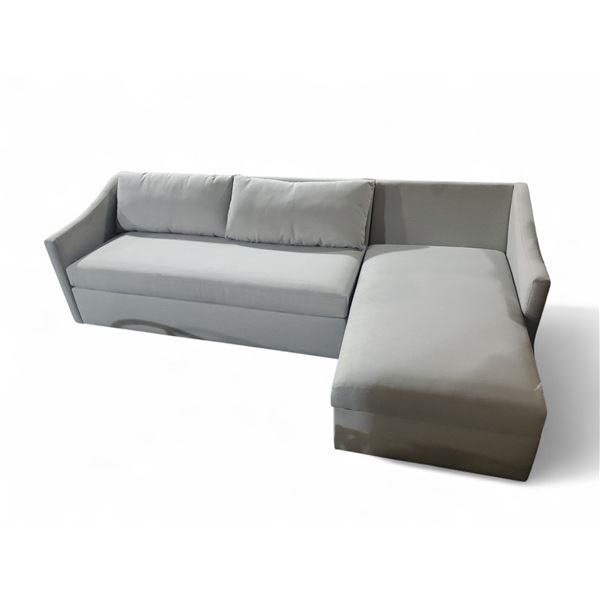 Modern Cream Pull Out Sectional Sofa with Chaise - Missing Cushion