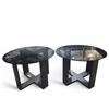 Image 2 : Group of 2 Glass/Smoke Brown Oak Corner Table Retail - $500